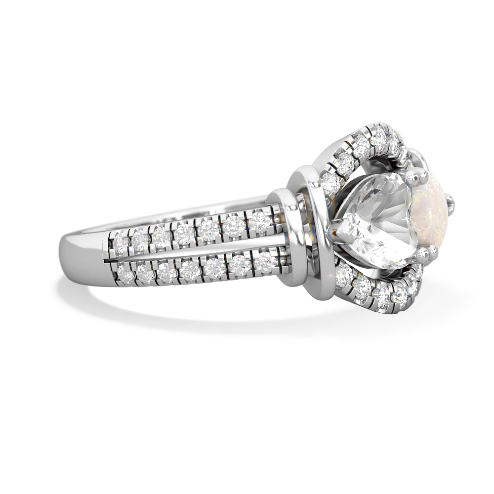 White Topaz Art-Deco Keepsake 14K White Gold ring R5630