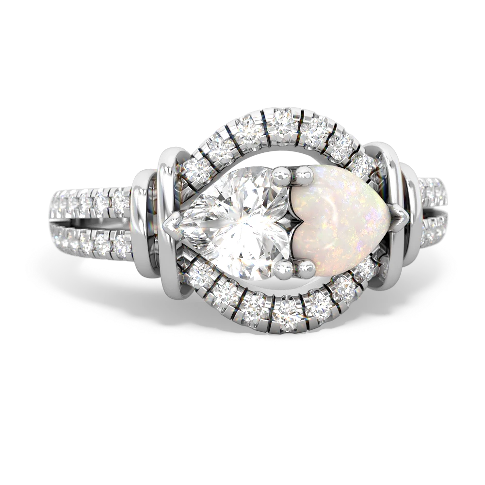 White Topaz Art-Deco Keepsake 14K White Gold ring R5630