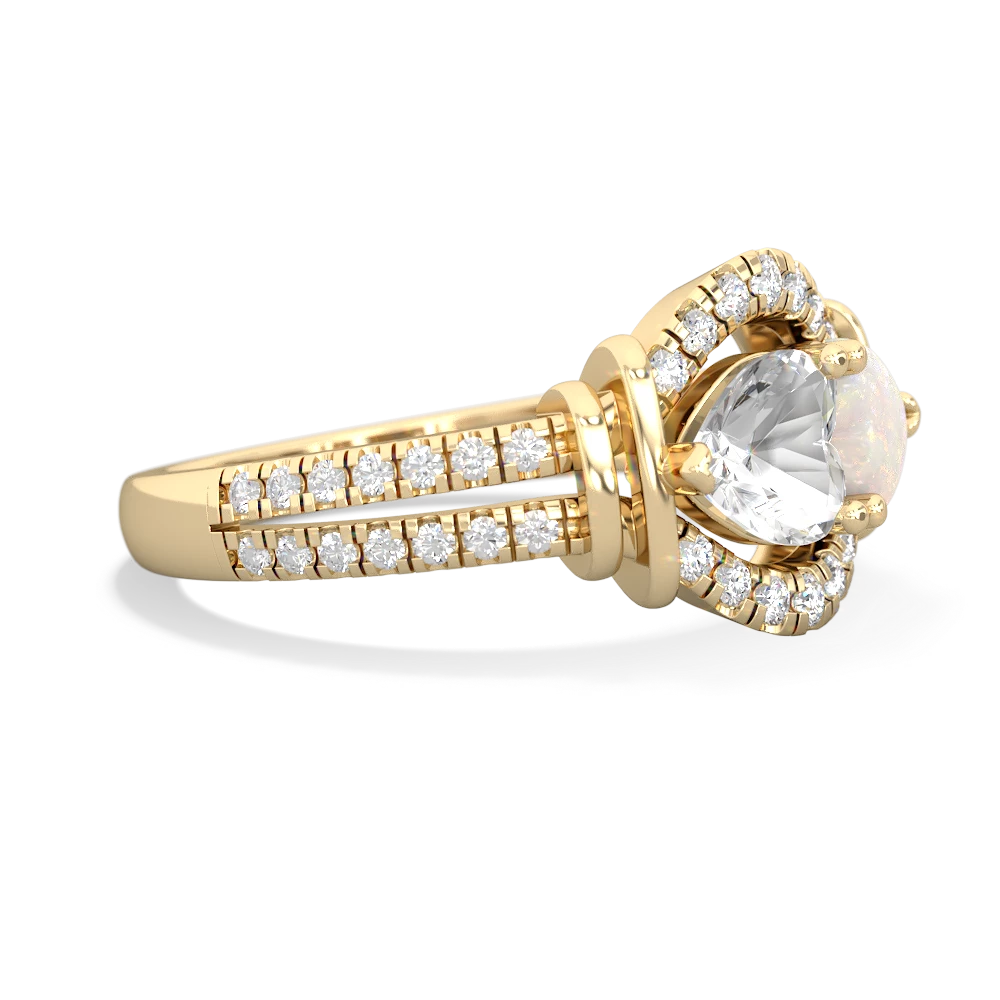 White Topaz Art-Deco Keepsake 14K Yellow Gold ring R5630