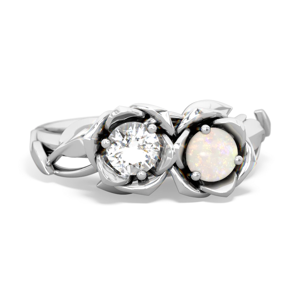 White Topaz Rose Garden 14K White Gold ring R5510