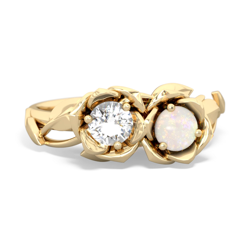 White Topaz Rose Garden 14K Yellow Gold ring R5510