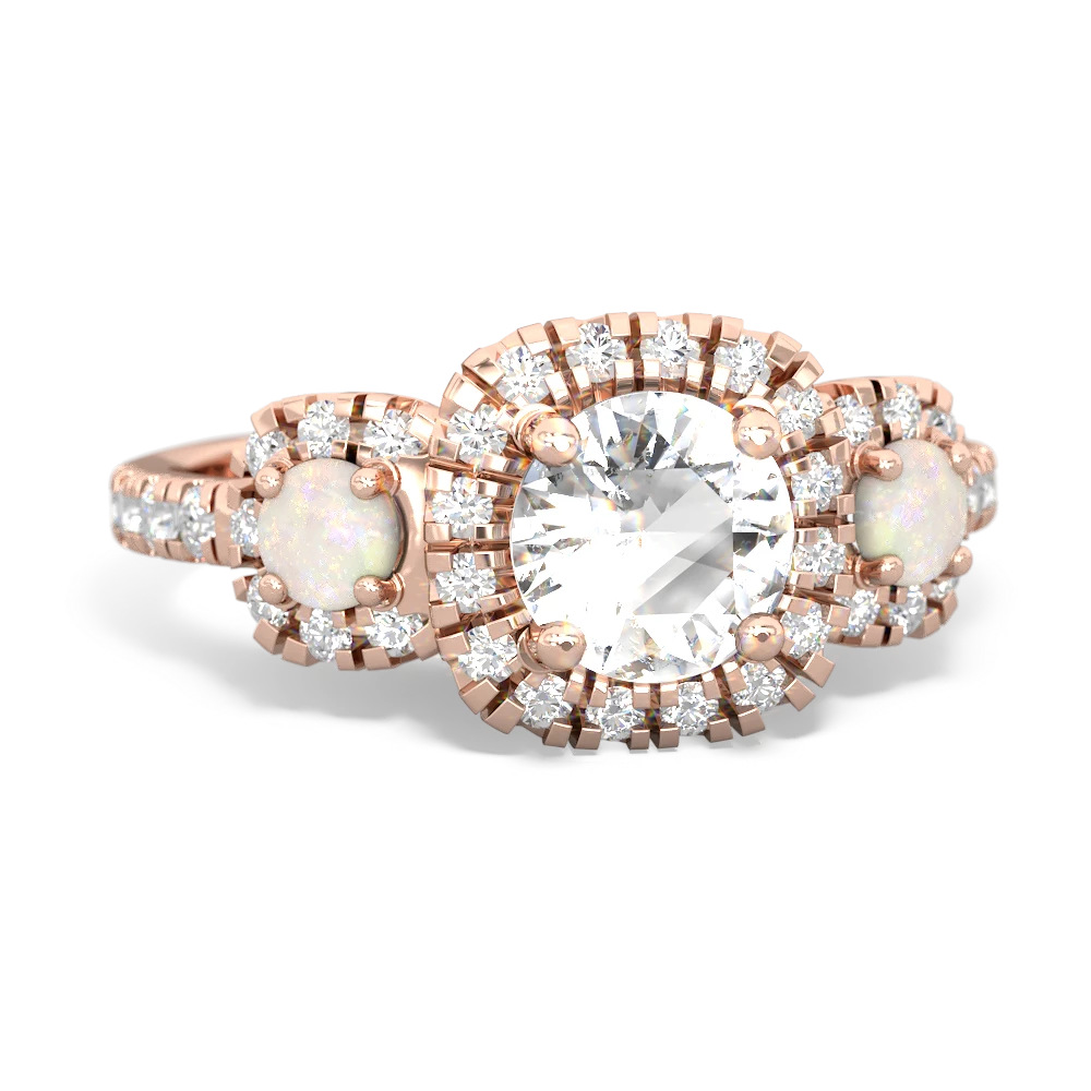 White Topaz Regal Halo 14K Rose Gold ring R5350