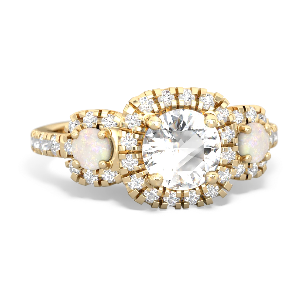 White Topaz Regal Halo 14K Yellow Gold ring R5350