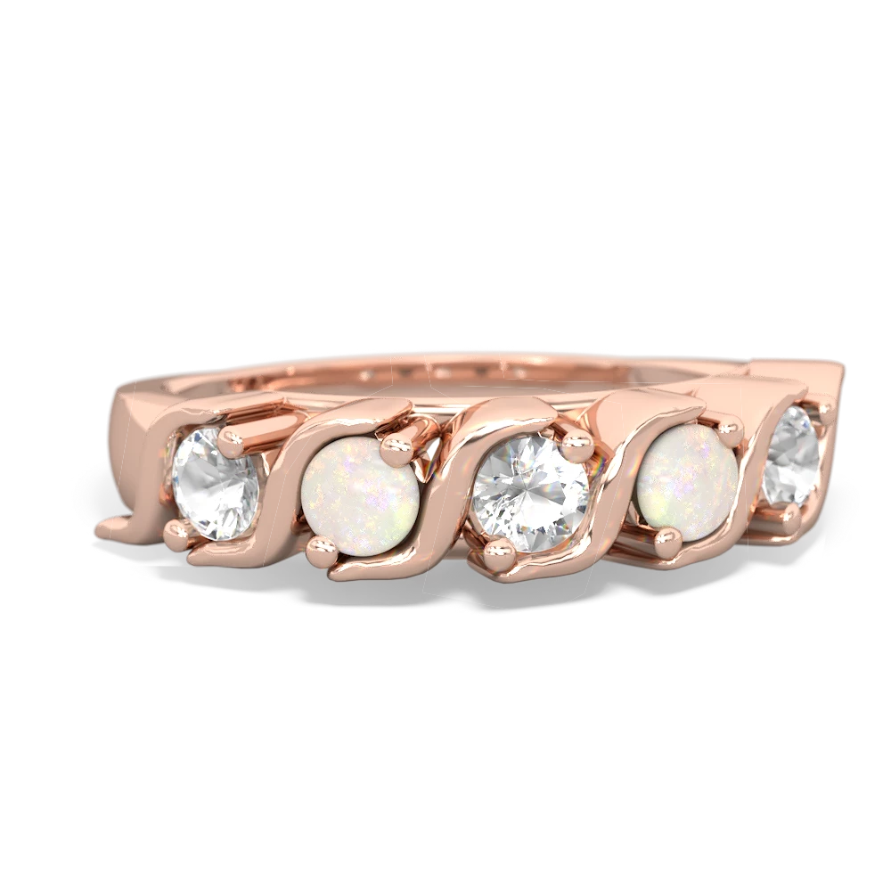 White Topaz Anniversary Band 14K Rose Gold ring R2089