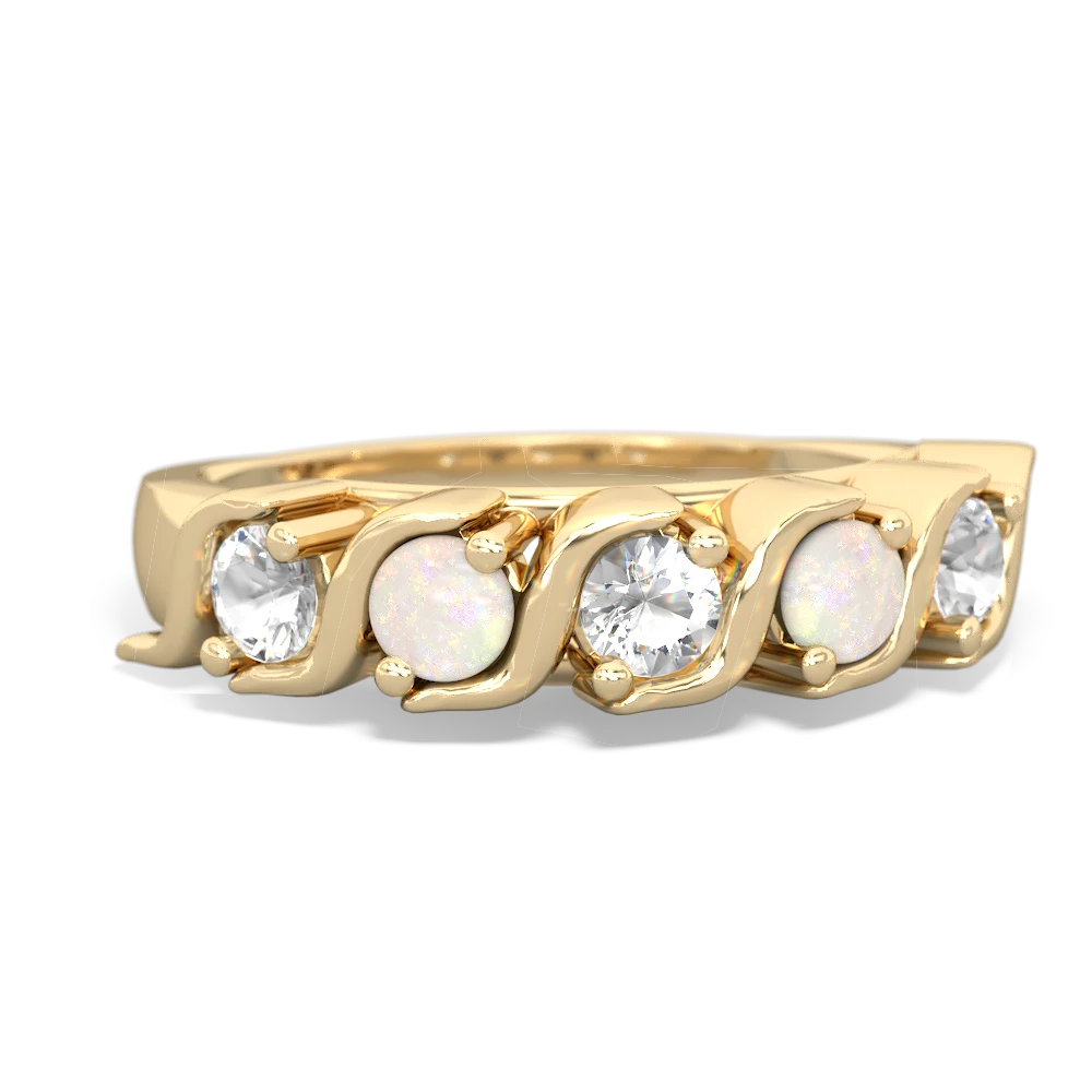 White Topaz Anniversary Band 14K Yellow Gold ring R2089