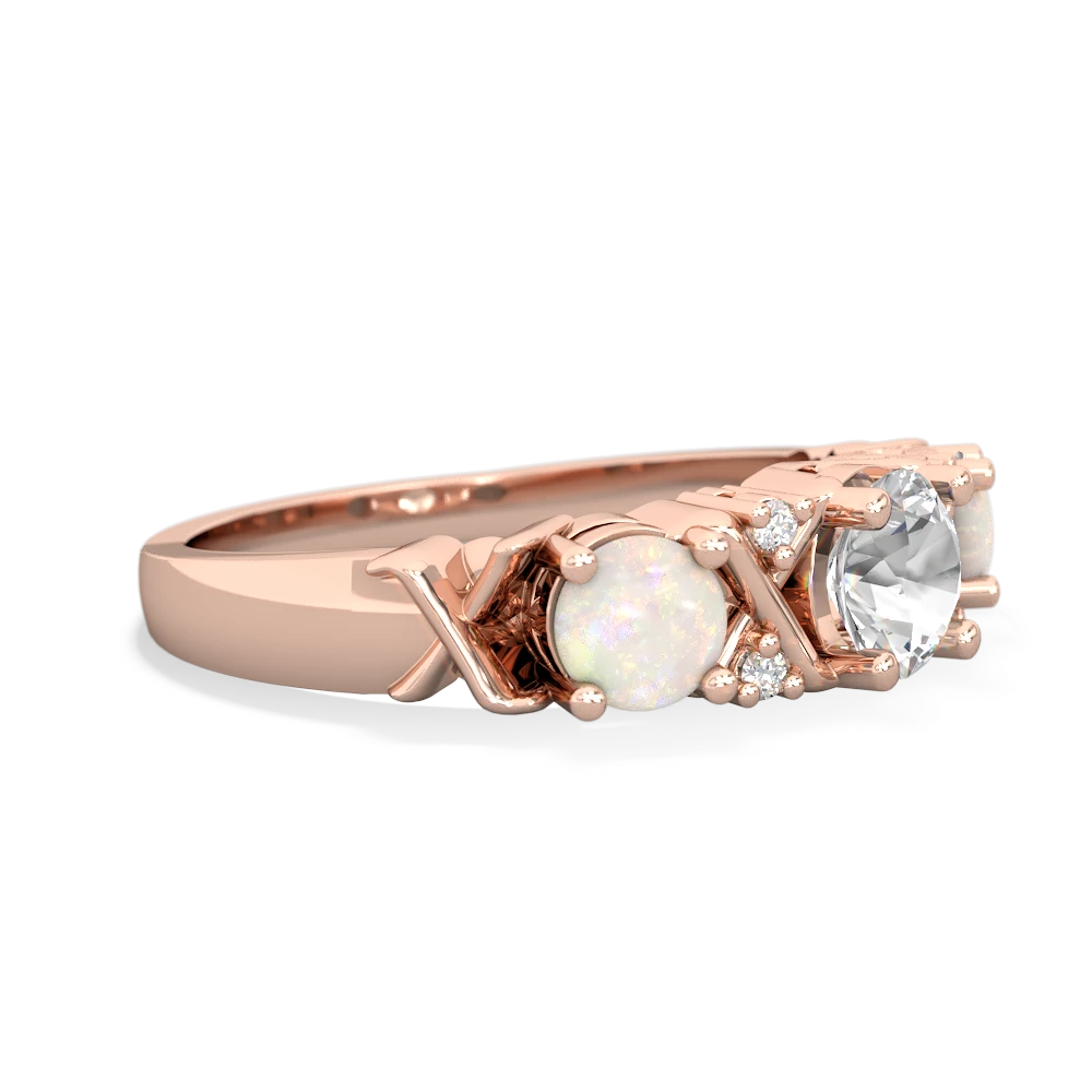 White Topaz Hugs And Kisses 14K Rose Gold ring R5016