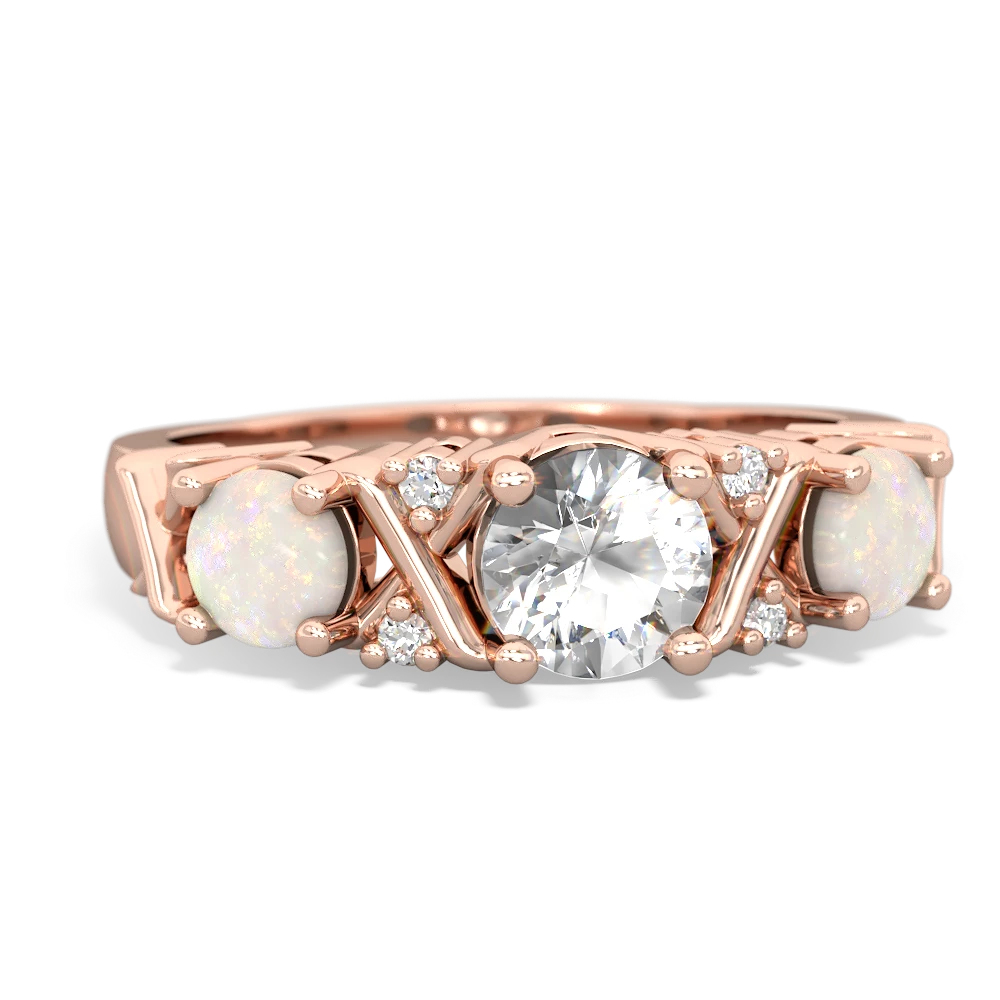 White Topaz Hugs And Kisses 14K Rose Gold ring R5016