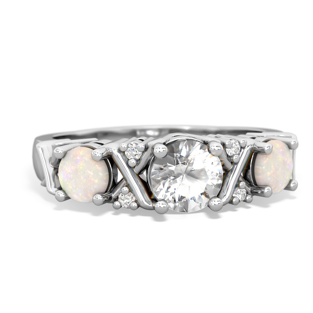 White Topaz Hugs And Kisses 14K White Gold ring R5016