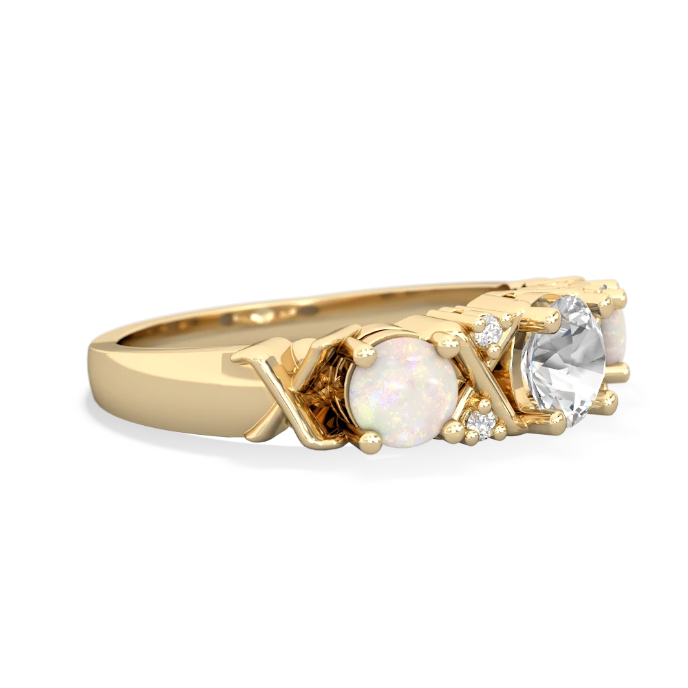 White Topaz Hugs And Kisses 14K Yellow Gold ring R5016