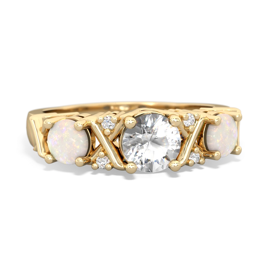 White Topaz Hugs And Kisses 14K Yellow Gold ring R5016