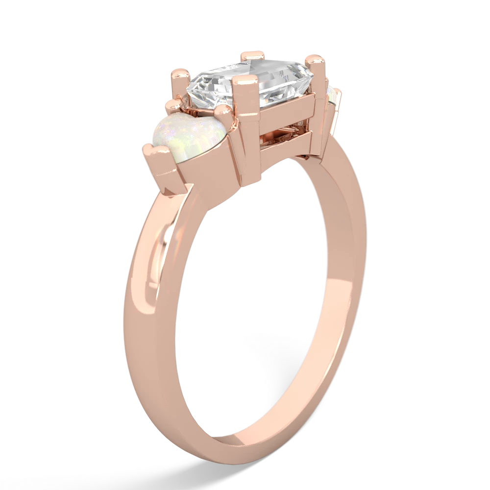 White Topaz Three Stone 14K Rose Gold ring R5235