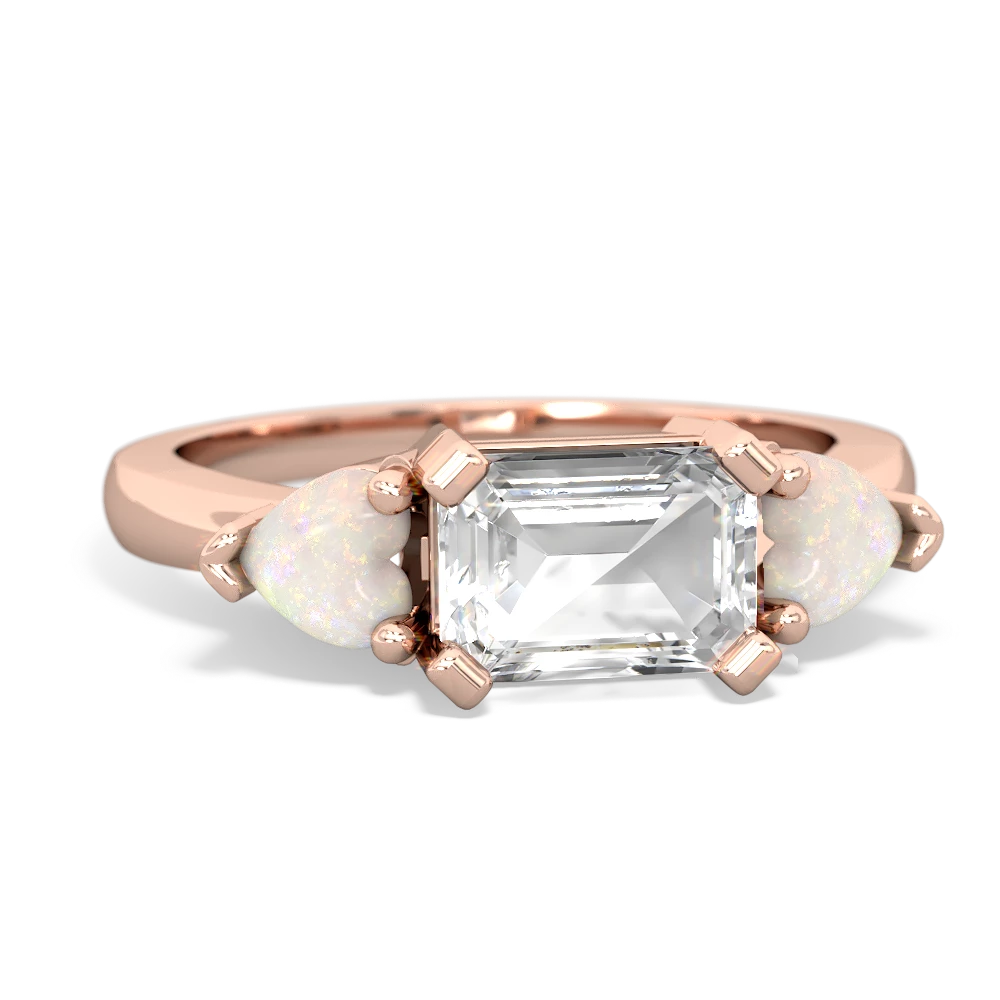 White Topaz Three Stone 14K Rose Gold ring R5235