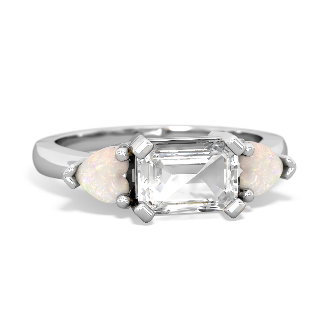 White Topaz Three Stone 14K White Gold ring R5235