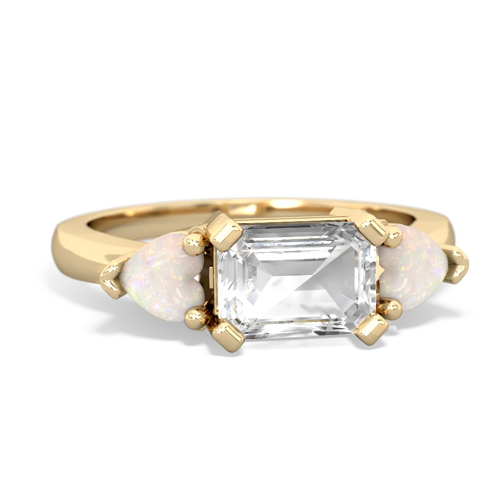 White Topaz Three Stone 14K Yellow Gold ring R5235