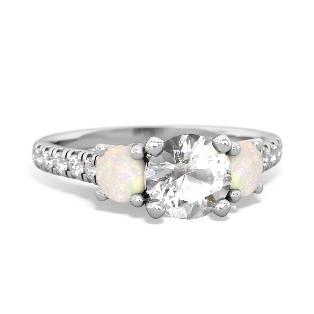 White Topaz Pave Trellis 14K White Gold ring R5500