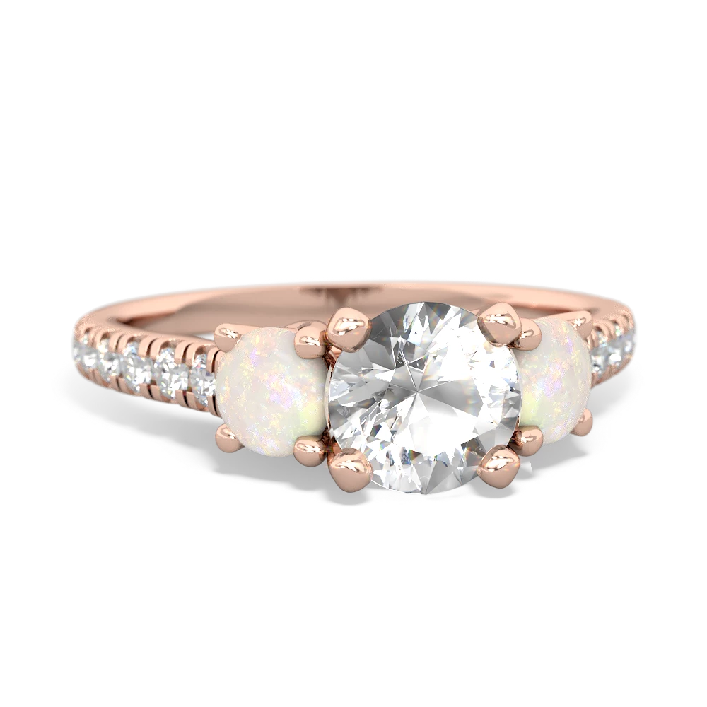 White Topaz Pave Trellis 14K Rose Gold ring R5500