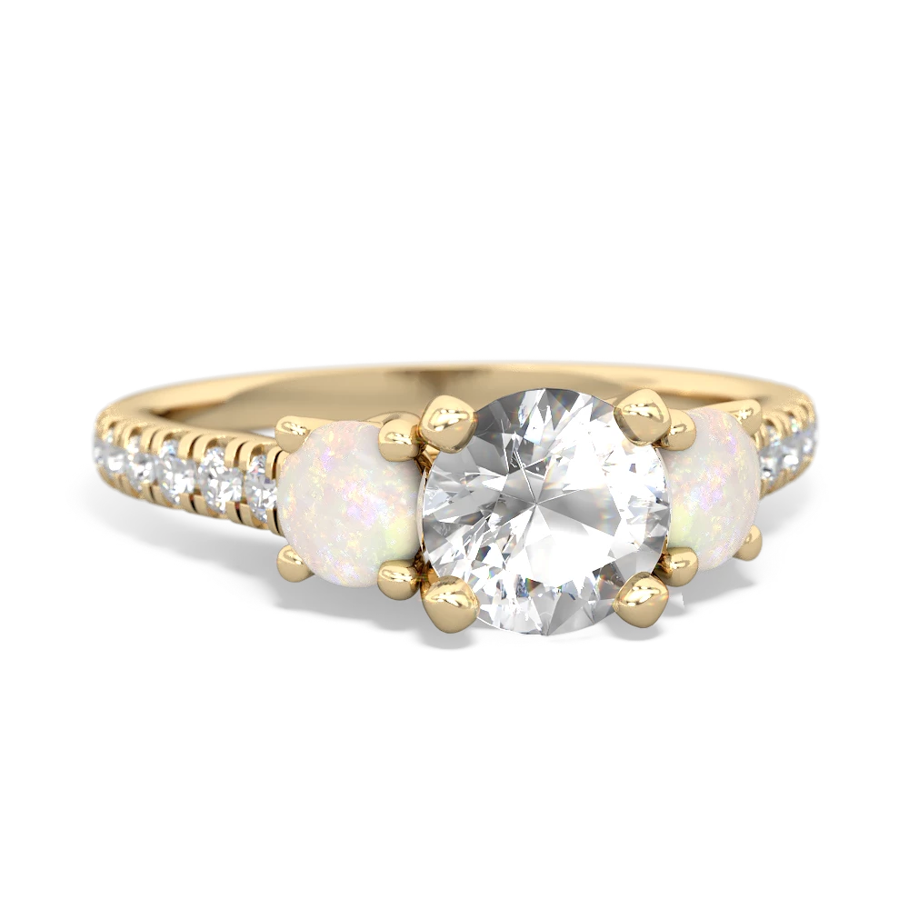 White Topaz Pave Trellis 14K Yellow Gold ring R5500