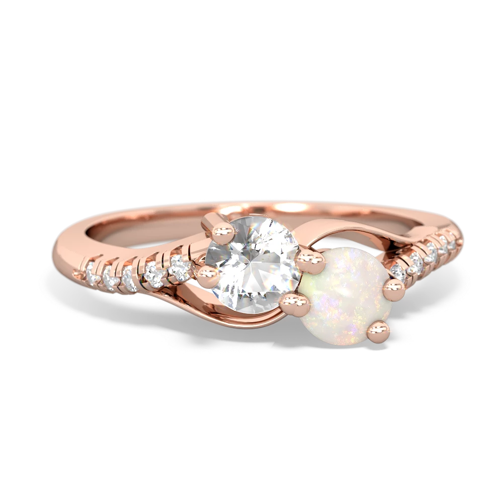 White Topaz Infinity Pave Two Stone 14K Rose Gold ring R5285