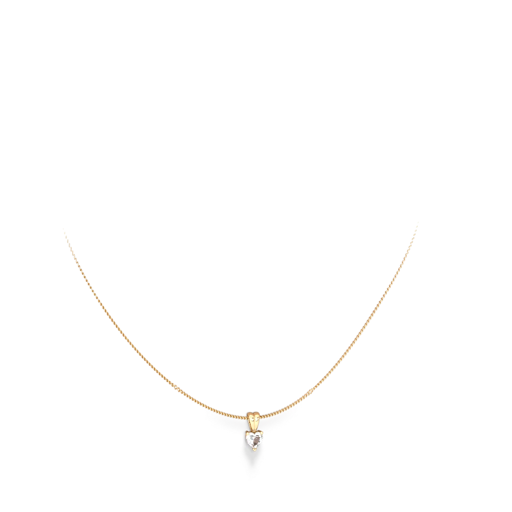White Topaz 5Mm Heart Solitaire 14K Yellow Gold pendant P1861