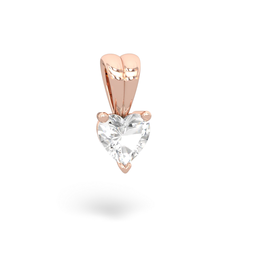 White Topaz 5Mm Heart Solitaire 14K Rose Gold pendant P1861