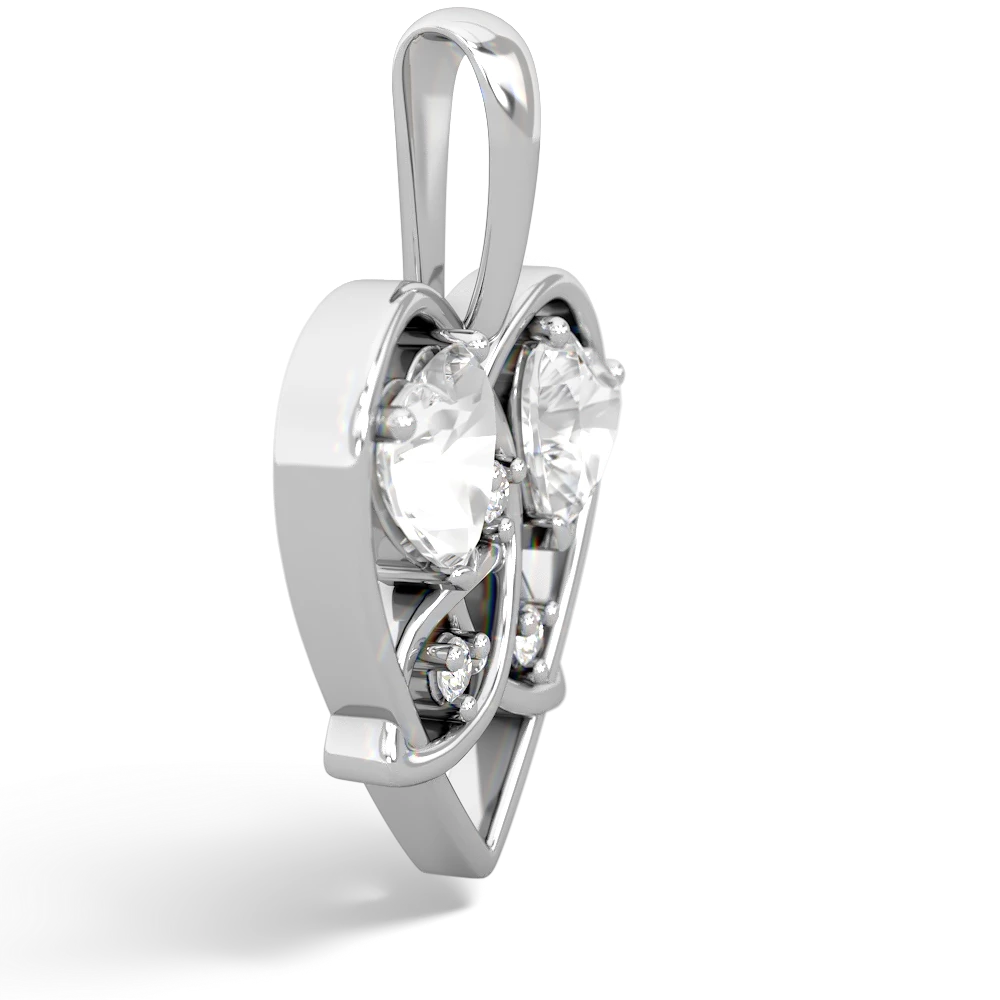 White Topaz Celtic Trinity Heart 14K White Gold pendant P5331