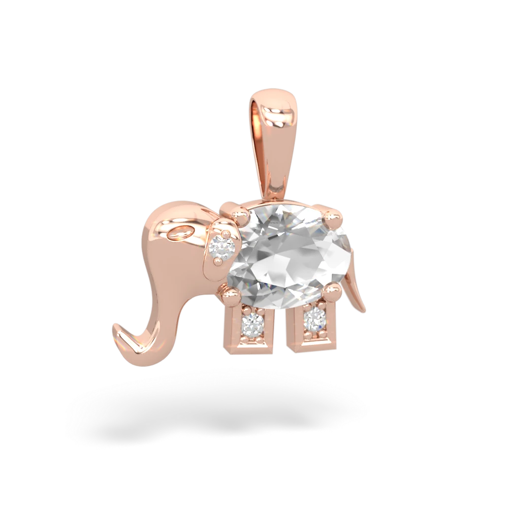 White Topaz Elephant 14K Rose Gold pendant P2555