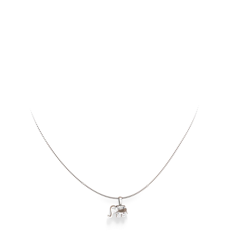 White Topaz Elephant 14K White Gold pendant P2555