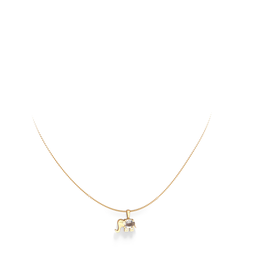 White Topaz Elephant 14K Yellow Gold pendant P2555