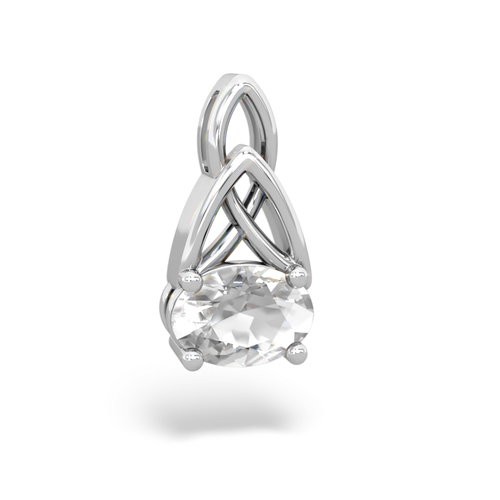 White Topaz Celtic Trinity Knot 14K White Gold pendant P2389