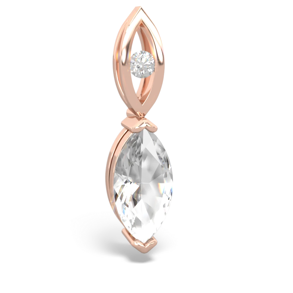 White Topaz Marquise Drop 14K Rose Gold pendant P5333