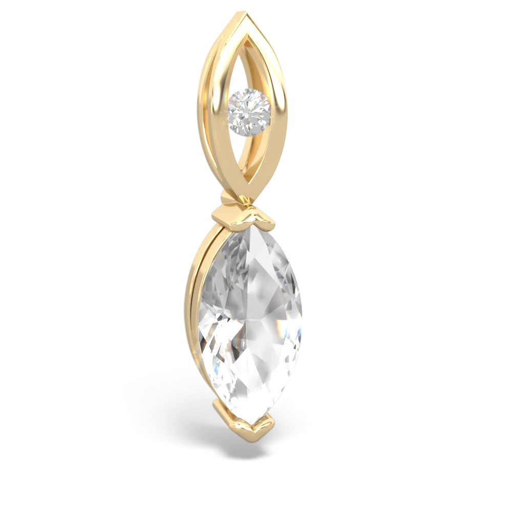 White Topaz Marquise Drop 14K Yellow Gold pendant P5333