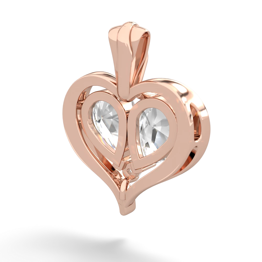 White Topaz Two Become One 14K Rose Gold pendant P5330