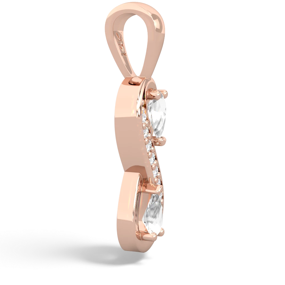 White Topaz Diamond Infinity 14K Rose Gold pendant P5390