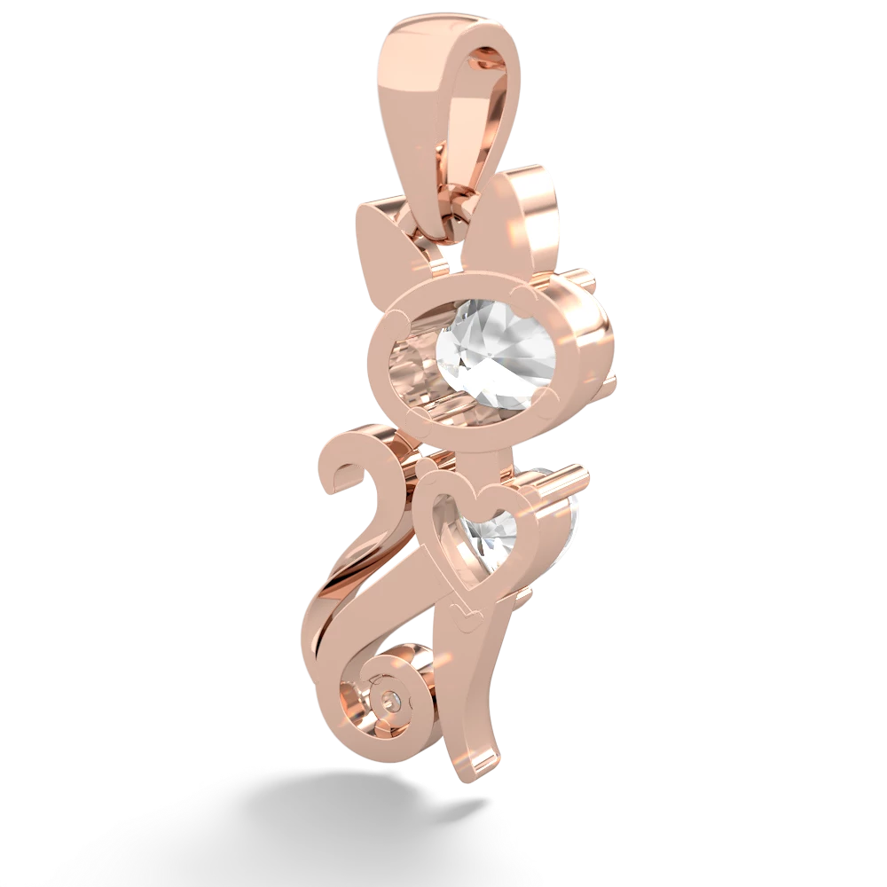 White Topaz Kitten 14K Rose Gold pendant P5780