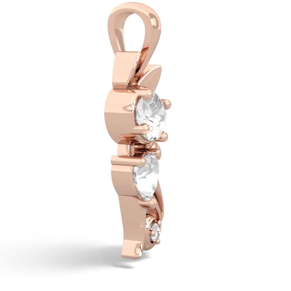 White Topaz Kitten 14K Rose Gold pendant P5780