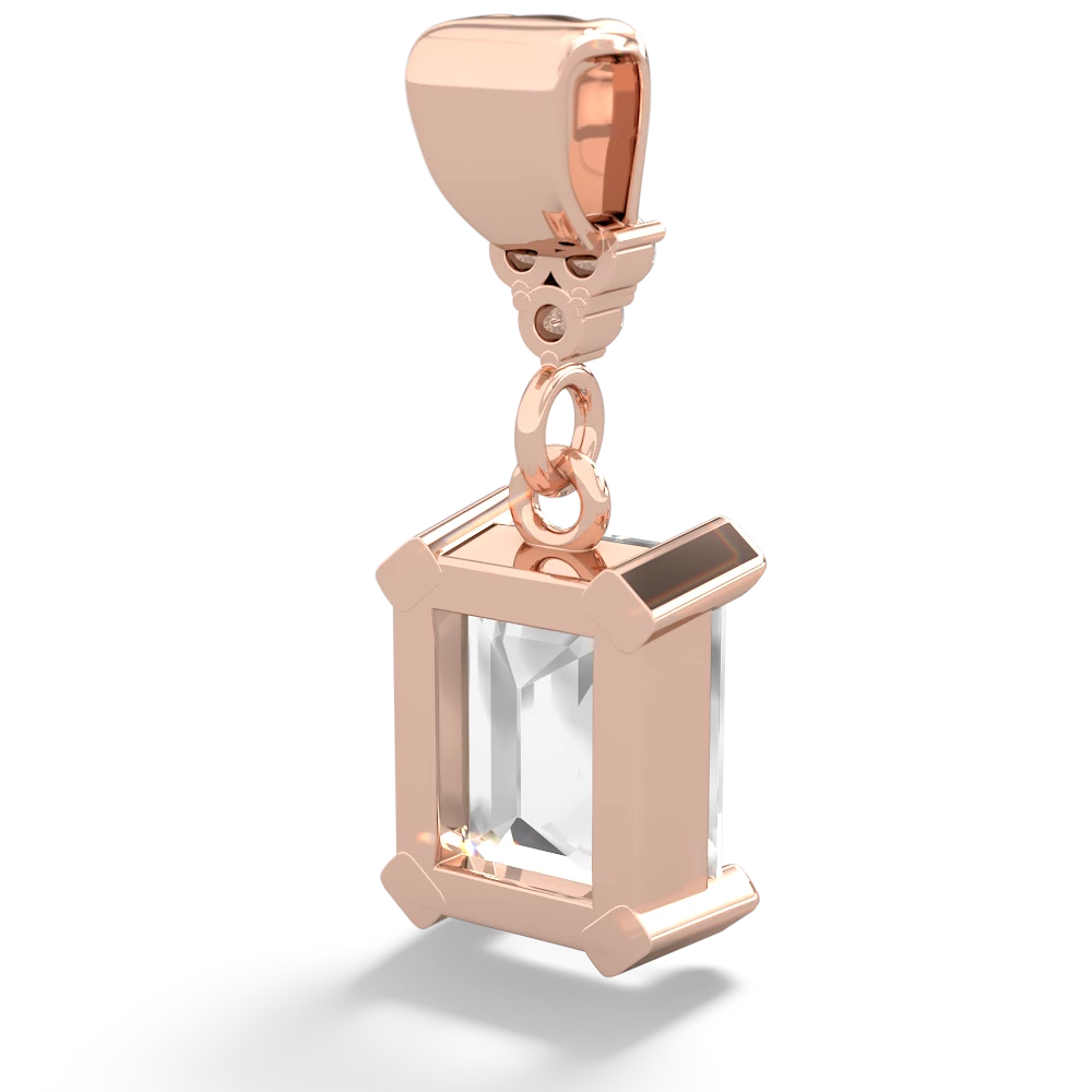 White Topaz Art Deco Dangle 14K Rose Gold pendant P1937