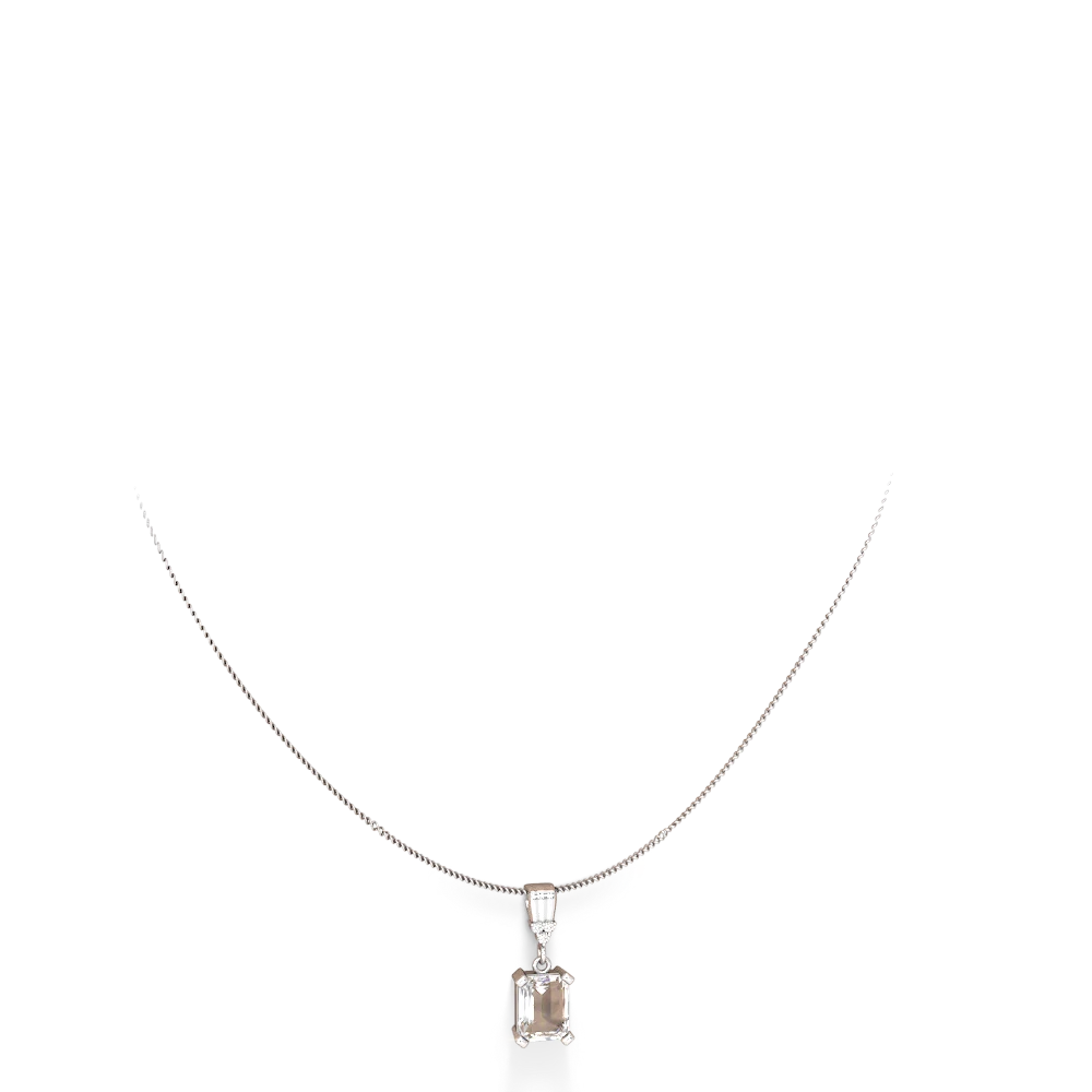 White Topaz Art Deco Dangle 14K White Gold pendant P1937