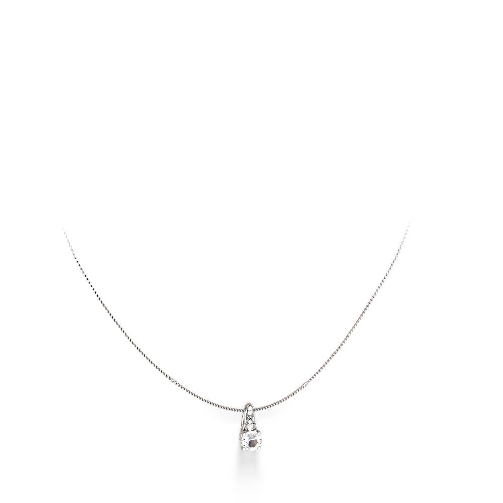 White Topaz Antique Elegance 14K White Gold pendant P3100