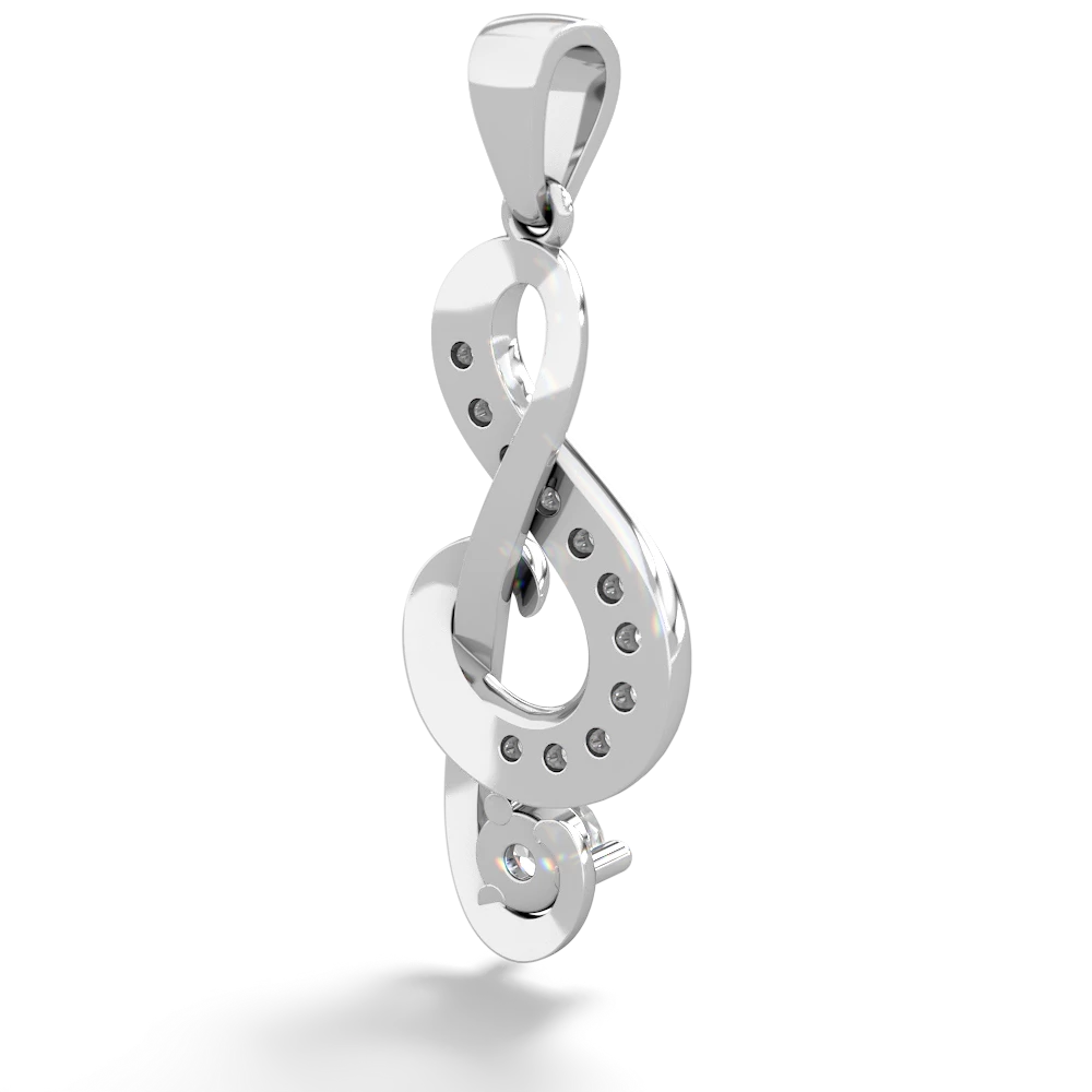 White Topaz G-Clef Music 14K White Gold pendant P5830