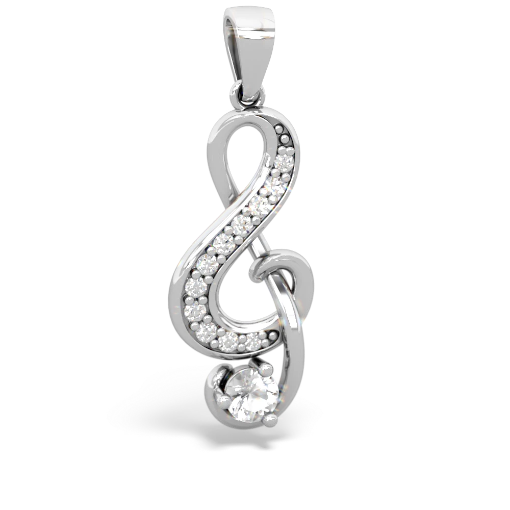 White Topaz G-Clef Music 14K White Gold pendant P5830