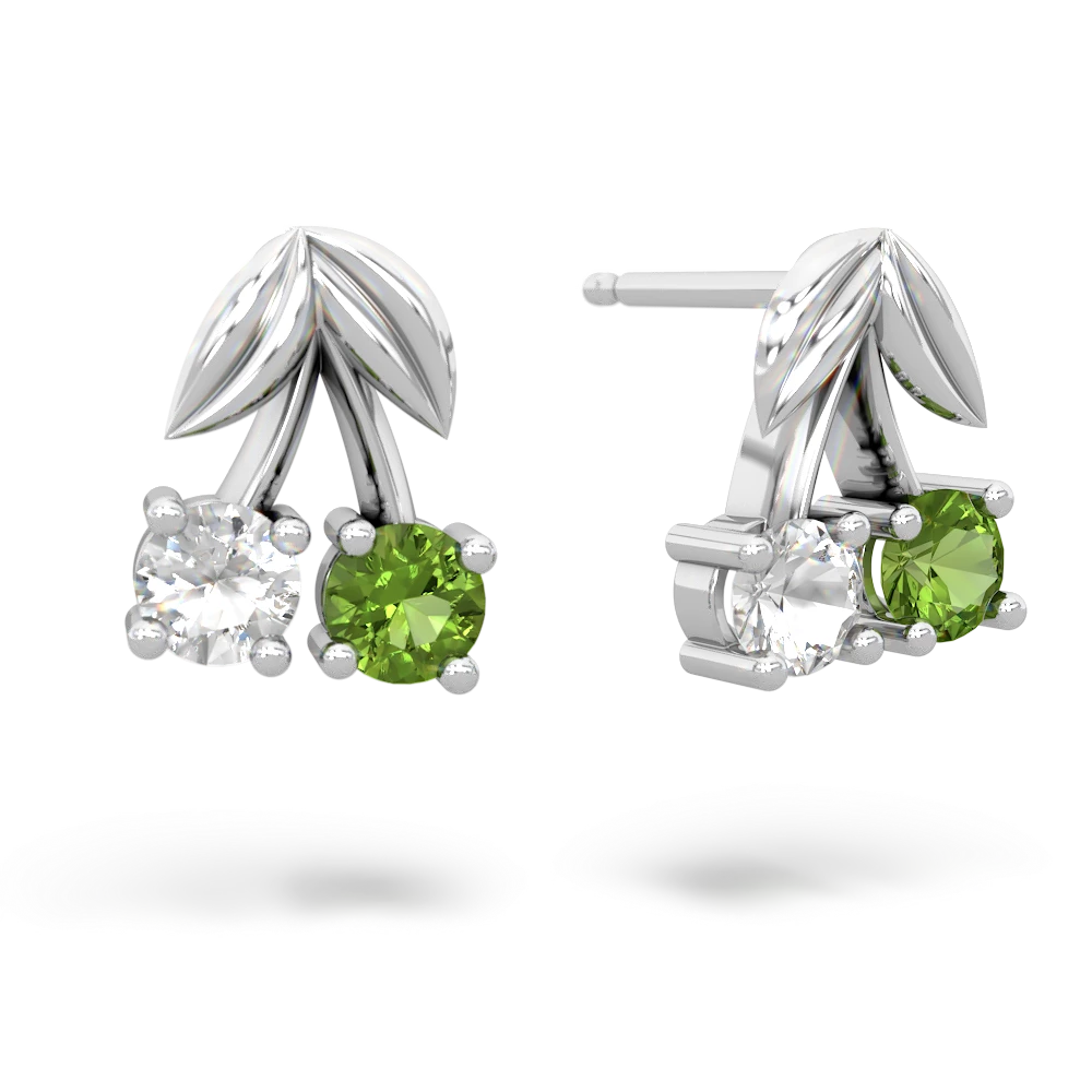 White Topaz Sweet Cherries 14K White Gold earrings E7001