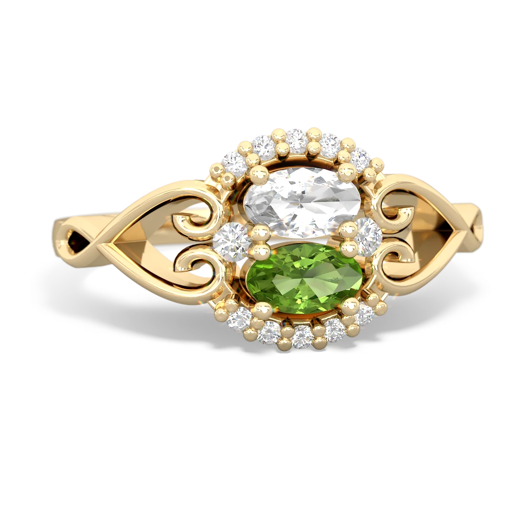 White Topaz Love Nest 14K Yellow Gold ring R5860