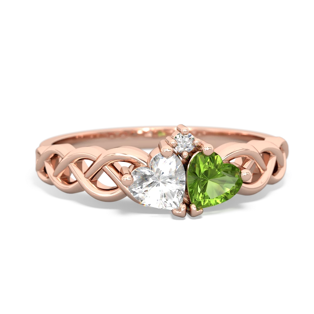 White Topaz Heart To Heart Braid 14K Rose Gold ring R5870