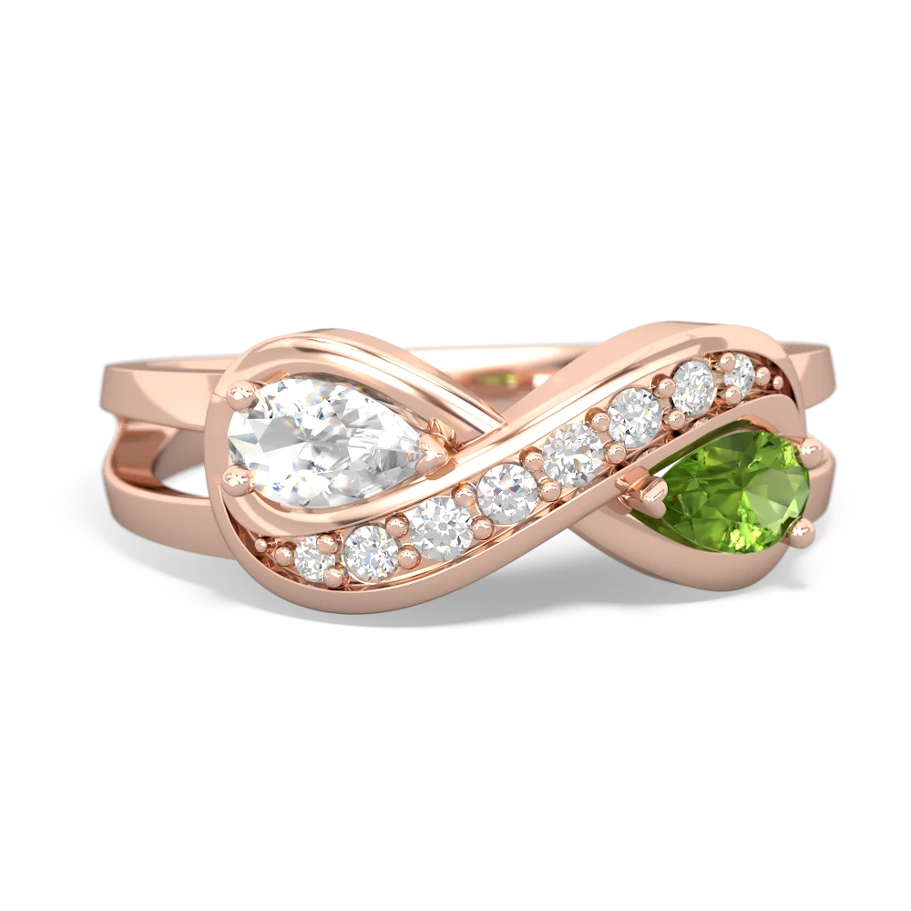 White Topaz Diamond Infinity 14K Rose Gold ring R5390