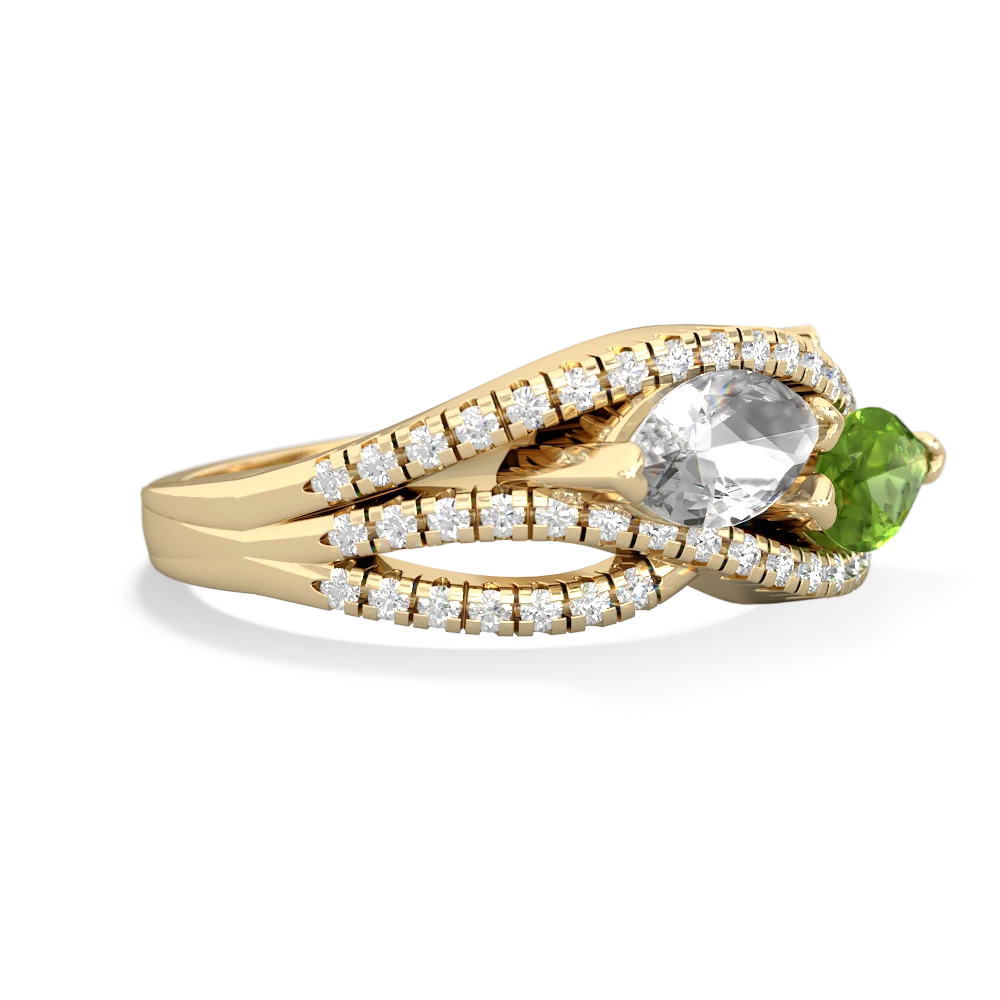 White Topaz Diamond Rivers 14K Yellow Gold ring R3070