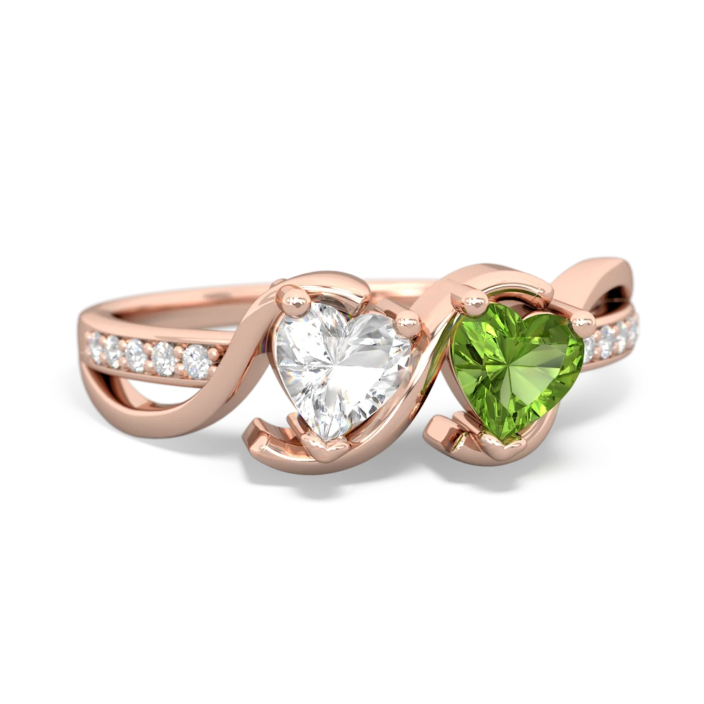 White Topaz Side By Side 14K Rose Gold ring R3090