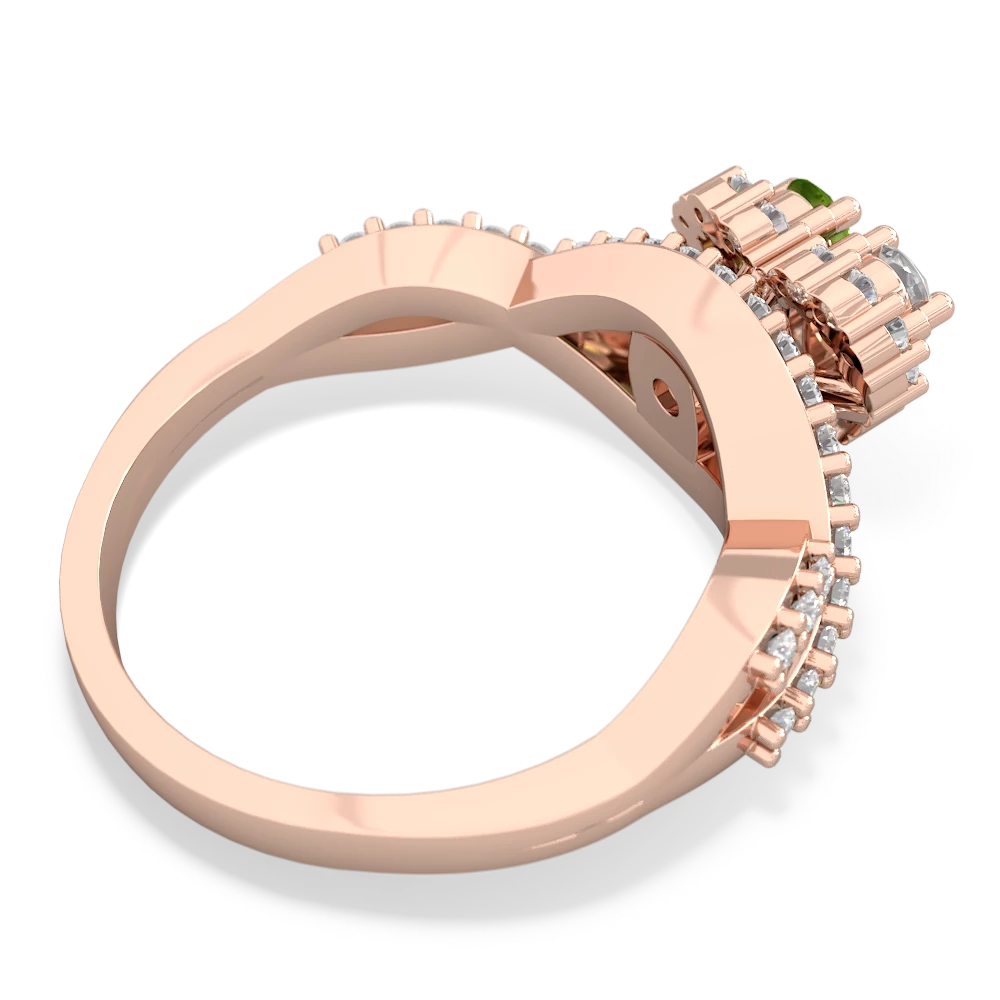 White Topaz Diamond Twist 'One Heart' 14K Rose Gold ring R2640HRT