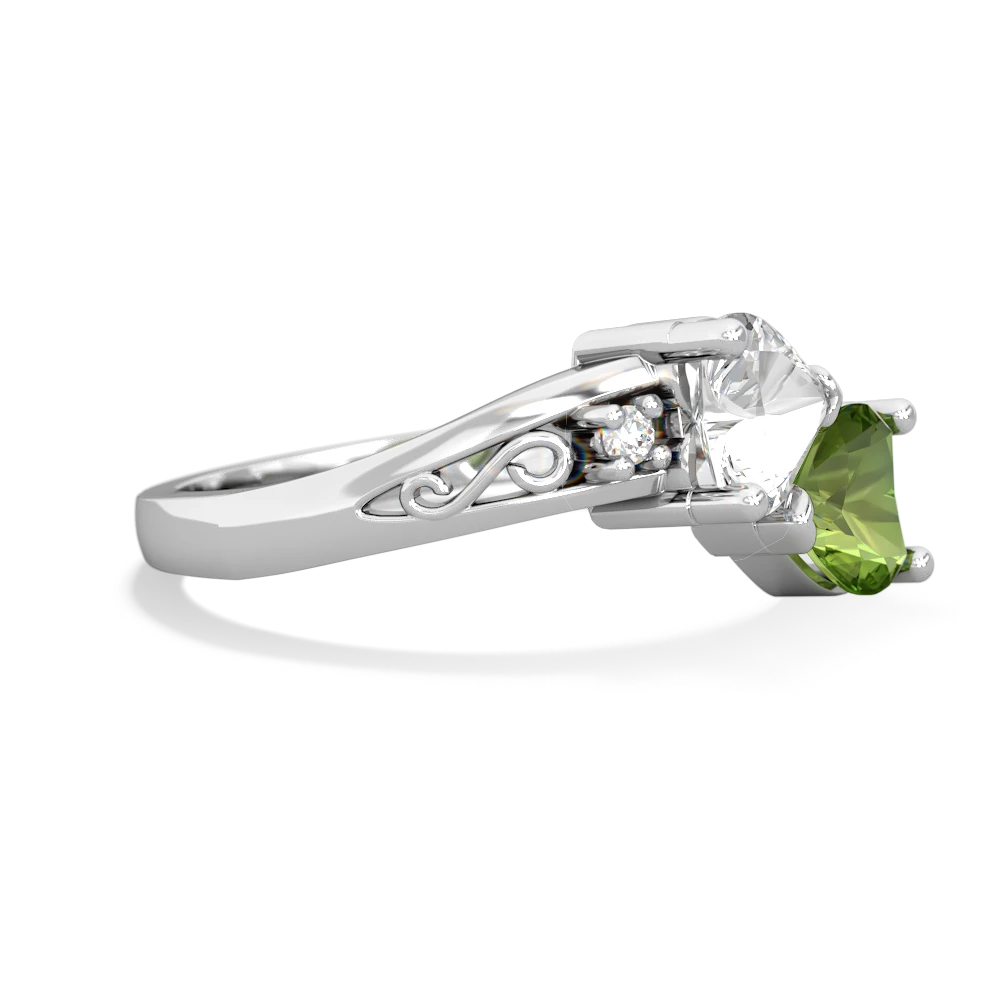 White Topaz Snuggling Hearts 14K White Gold ring R2178