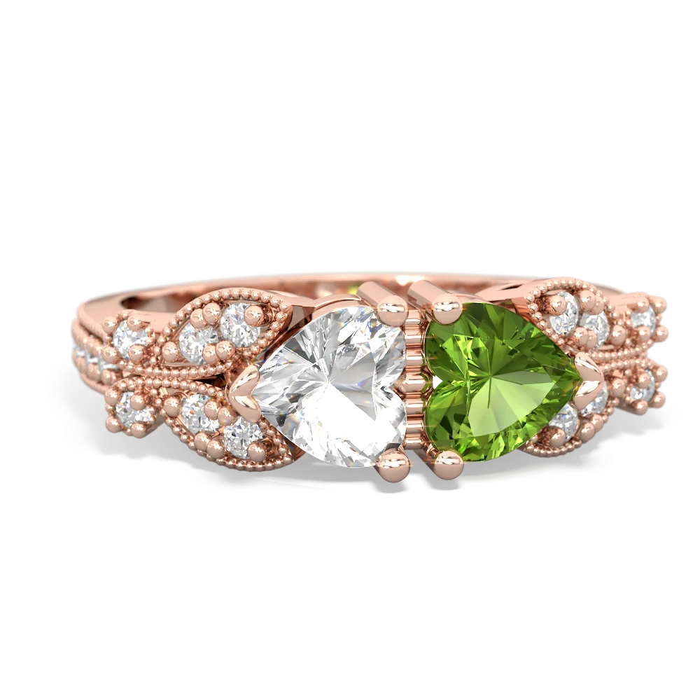 White Topaz Diamond Butterflies 14K Rose Gold ring R5601