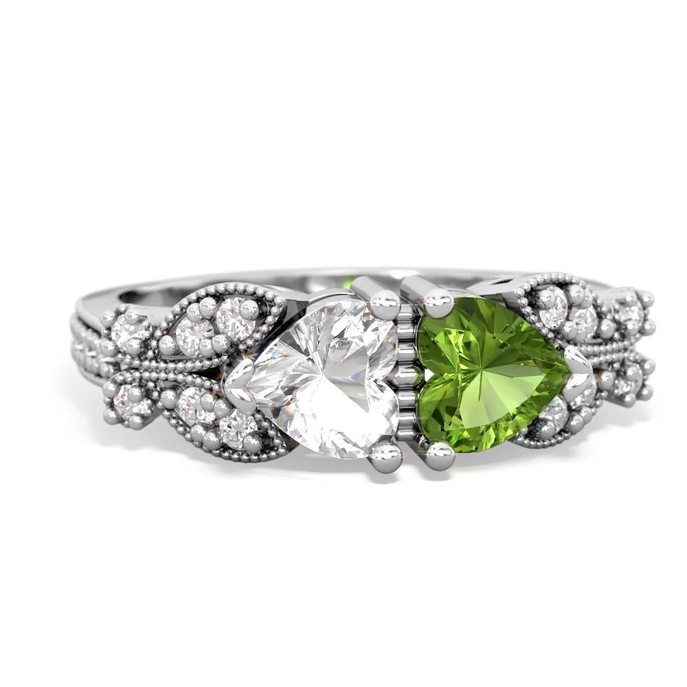 White Topaz Diamond Butterflies 14K White Gold ring R5601